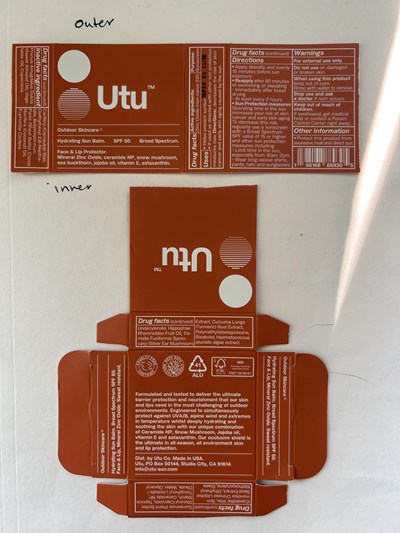 Utu Hydrating Sun Balm Carton Label (Utu Hydrating Sun Balm Box Cder)